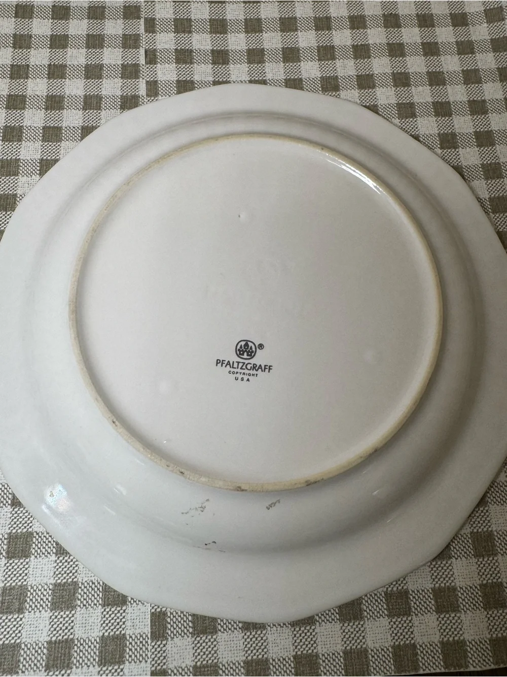 Pfaltzgraff White Plate with Green Trim and Christmas Tree Motif